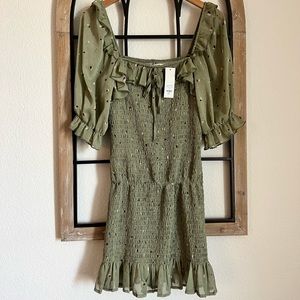 Flattering Ruching and a beautiful sage green